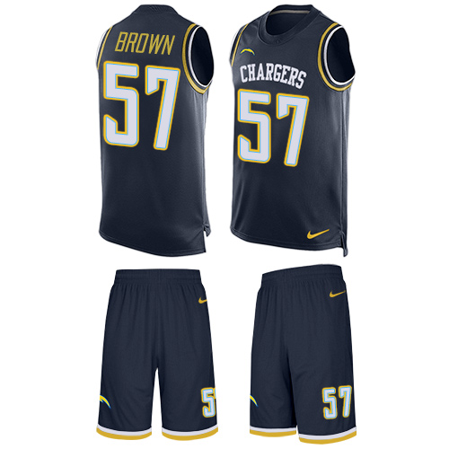 Men's Limited Jatavis Brown Nike Jersey Navy Blue - #57 Tank Top Suit NFL Los Angeles Chargers