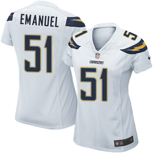 Women's Game Kyle Emanuel Nike Jersey White Road - #51 NFL Los Angeles Chargers