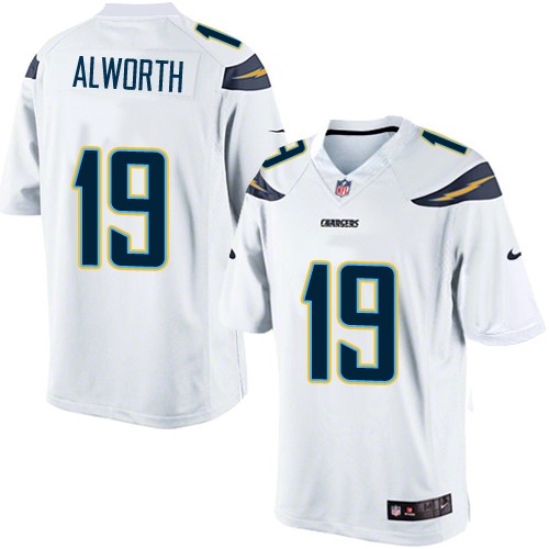 Men's Limited Lance Alworth Nike Jersey White Road - #19 NFL Los Angeles Chargers