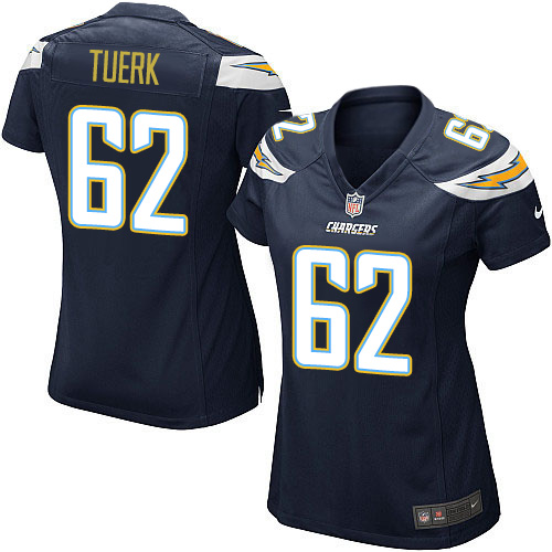 Women's Game Max Tuerk Nike Jersey Navy Blue Home - #62 NFL Los Angeles Chargers