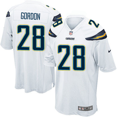 Men's Game Melvin Gordon Nike Jersey White Road - #28 NFL Los Angeles Chargers
