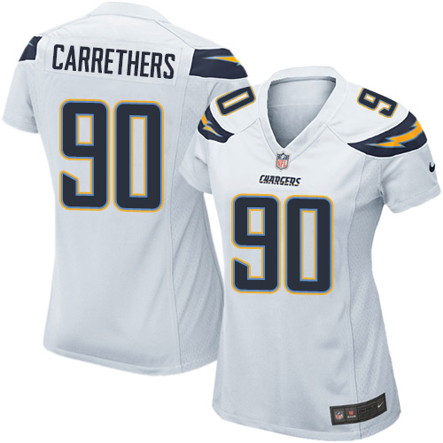 Women's Game Ryan Carrethers Nike Jersey White Road - #90 NFL Los Angeles Chargers