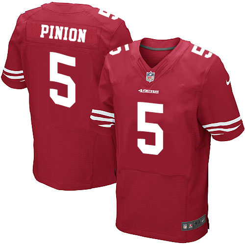 Men's Elite Bradley Pinion Nike Jersey Red Home - #5 NFL San Francisco 49ers