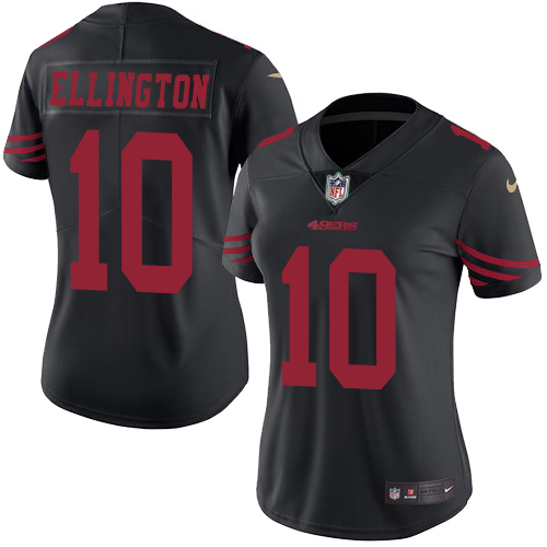 Women's Limited Bruce Ellington Nike Jersey Black - #10 Rush NFL San Francisco 49ers