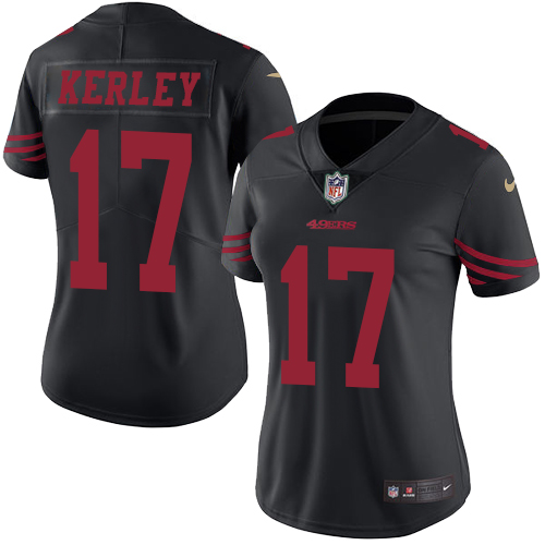 Women's Limited Jeremy Kerley Nike Jersey Black - #17 Rush NFL San Francisco 49ers