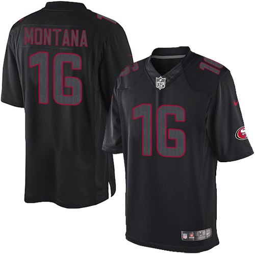 Youth Limited Joe Montana Nike Jersey Black - #16 Impact NFL San Francisco 49ers