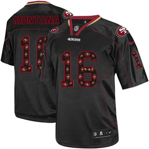 Men's Limited Joe Montana Nike Jersey New Lights Out Black - #16 NFL San Francisco 49ers