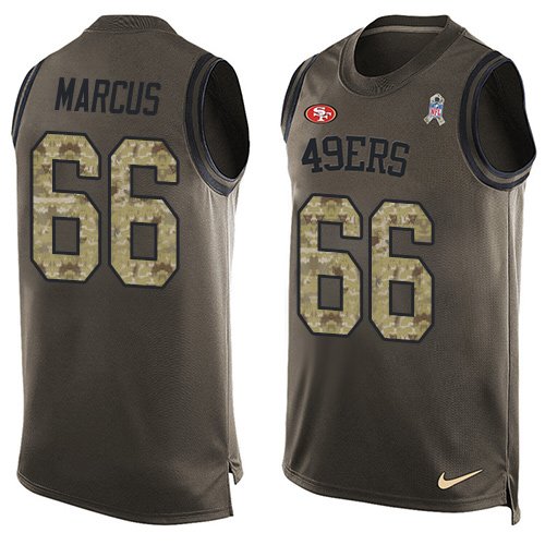 Men's Limited Marcus Martin Nike Jersey Green - #66 Salute to Service Tank Top NFL San Francisco 49ers