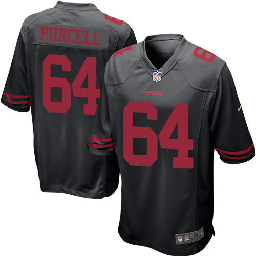 Men's Game Mike Purcell Nike Jersey Black Alternate - #64 NFL San Francisco 49ers