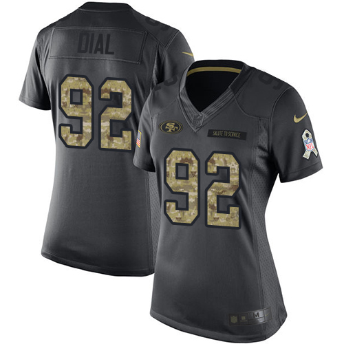Women's Limited Quinton Dial Nike Jersey Black - #92 2016 Salute to Service NFL San Francisco 49ers