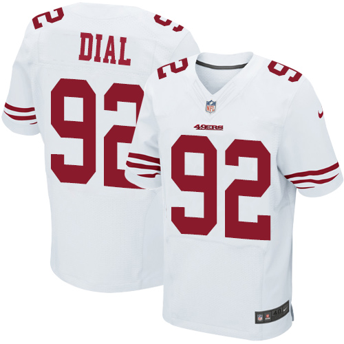 Men's Elite Quinton Dial Nike Jersey White Road - #92 NFL San Francisco 49ers