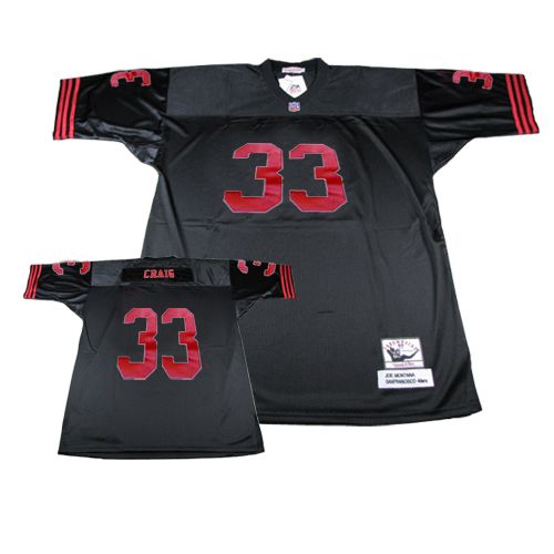 Men's Authentic Roger Craig Mitchell and Ness Jersey Black - #33 Throwback NFL San Francisco 49ers