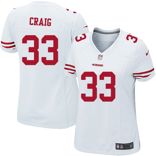 Women's Elite Roger Craig Nike Jersey White Road - #33 NFL San Francisco 49ers