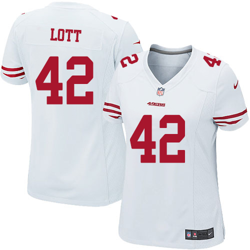 Women's Elite Ronnie Lott Nike Jersey White Road - #42 NFL San Francisco 49ers