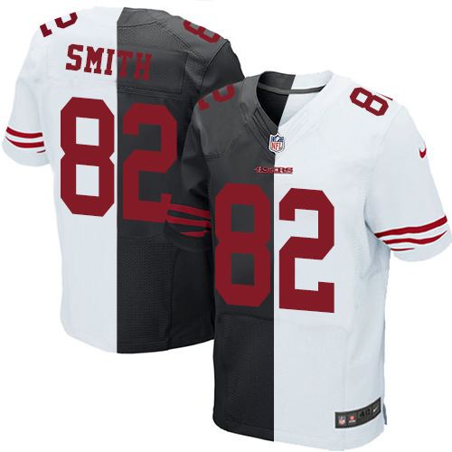 Men's Elite Torrey Smith Nike Jersey Black/White - #82 Split Fashion NFL San Francisco 49ers