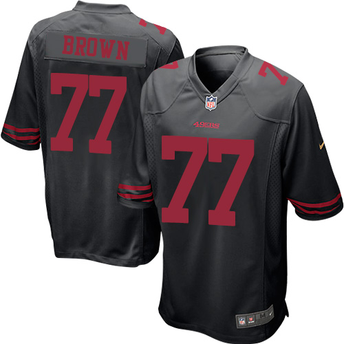 Men's Game Trent Brown Nike Jersey Black Alternate - #77 NFL San Francisco 49ers