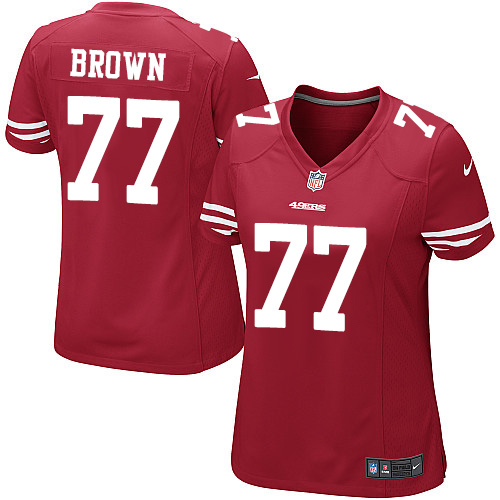 Women's Game Trent Brown Nike Jersey Red Home - #77 NFL San Francisco 49ers