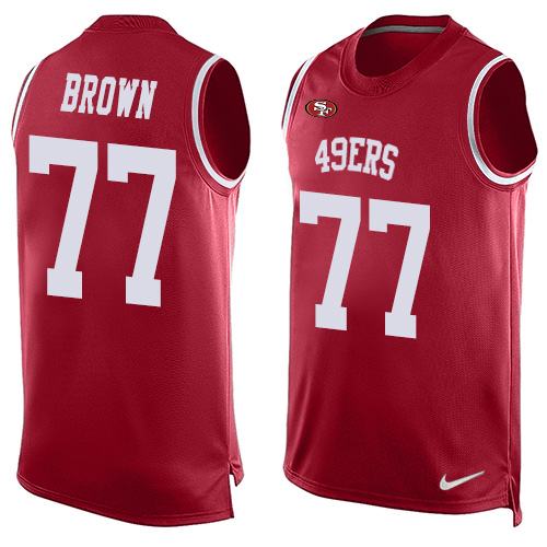 Men's Limited Trent Brown Nike Jersey Red - #77 Player Name & Number Tank Top NFL San Francisco 49ers
