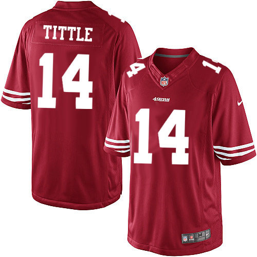 Men's Limited Y.A. Tittle Nike Jersey Red Home - #14 NFL San Francisco 49ers