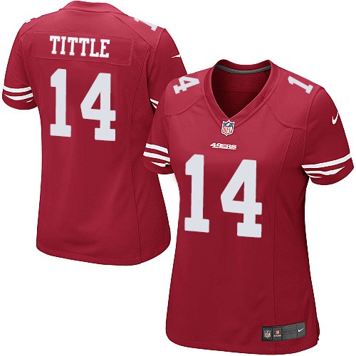 Women's Elite Y.A. Tittle Nike Jersey Red Home - #14 NFL San Francisco 49ers