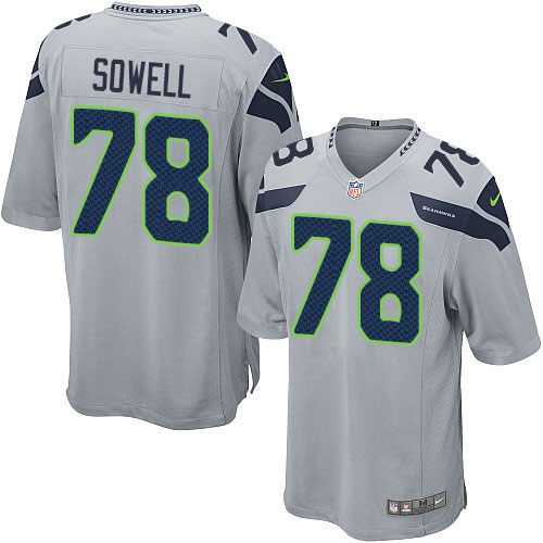 Men's Game Bradley Sowell Nike Jersey Grey Alternate - #78 NFL Seattle Seahawks