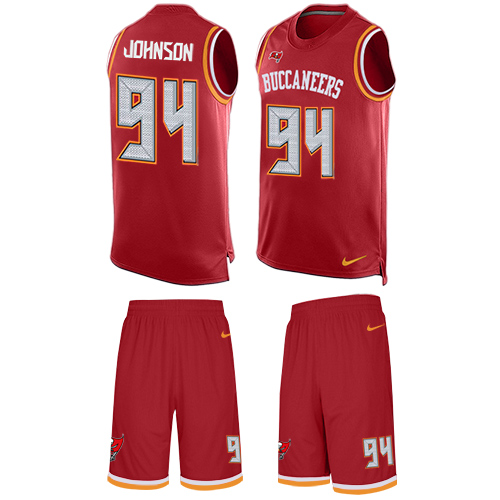 Men's Limited George Johnson Nike Jersey Red - #94 Tank Top Suit NFL Tampa Bay Buccaneers