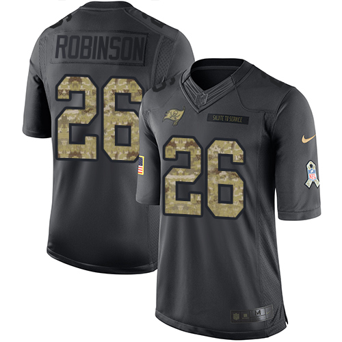 Men's Limited Josh Robinson Nike Jersey Black - #26 2016 Salute to Service NFL Tampa Bay Buccaneers