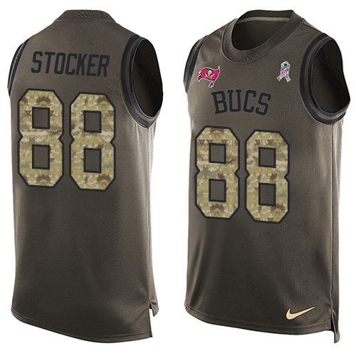 Men's Limited Luke Stocker Nike Jersey Green - #88 Salute to Service Tank Top NFL Tampa Bay Buccaneers