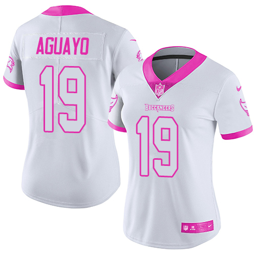 Women's Limited Roberto Aguayo Nike Jersey White/Pink - #19 Rush Fashion NFL Tampa Bay Buccaneers