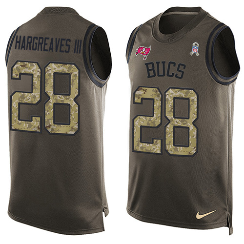 Men's Limited Vernon Hargreaves III Nike Jersey Green - #28 Salute to Service Tank Top NFL Tampa Bay Buccaneers