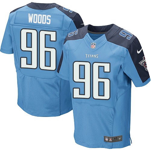 Men's Elite Al Woods Nike Jersey Light Blue Home - #96 NFL Tennessee Titans
