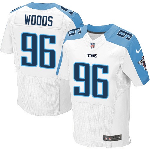 Men's Elite Al Woods Nike Jersey White Road - #96 NFL Tennessee Titans