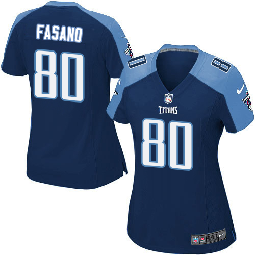 Women's Elite Anthony Fasano Nike Jersey Navy Blue Alternate - #80 NFL Tennessee Titans