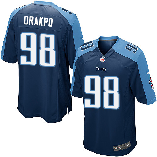 Men's Game Brian Orakpo Nike Jersey Navy Blue Alternate - #98 NFL Tennessee Titans