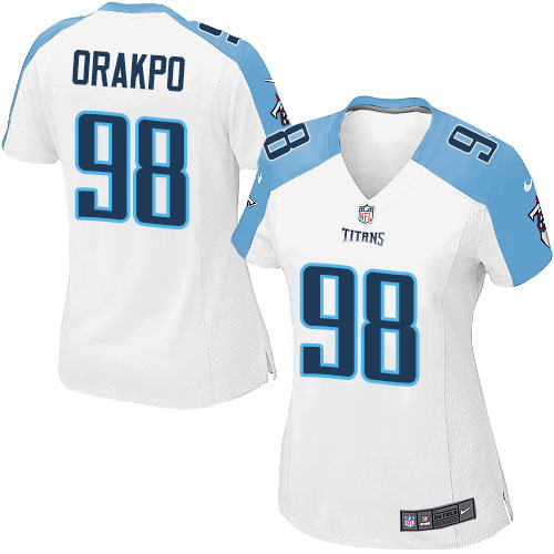 Women's Limited Brian Orakpo Nike Jersey White Road - #98 NFL Tennessee Titans