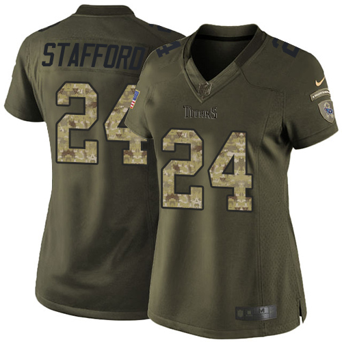 Women's Limited Daimion Stafford Nike Jersey Green - #24 Salute to Service NFL Tennessee Titans