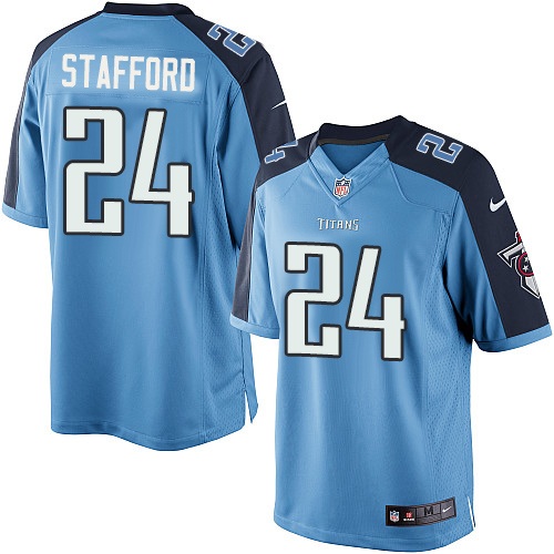 Youth Elite Daimion Stafford Nike Jersey Light Blue Home - #24 NFL Tennessee Titans