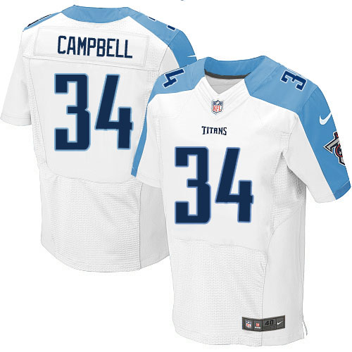 Men's Elite Earl Campbell Nike Jersey White Road - #34 NFL Tennessee Titans
