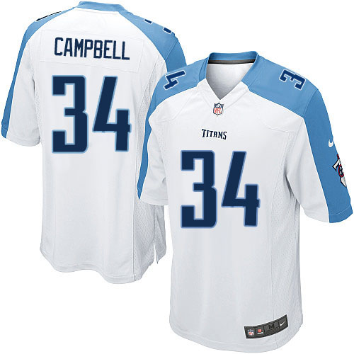 Men's Limited Earl Campbell Nike Jersey White Road - #34 NFL Tennessee Titans
