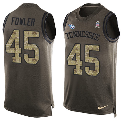 Men's Limited Jalston Fowler Nike Jersey Green - #45 Salute to Service Tank Top NFL Tennessee Titans