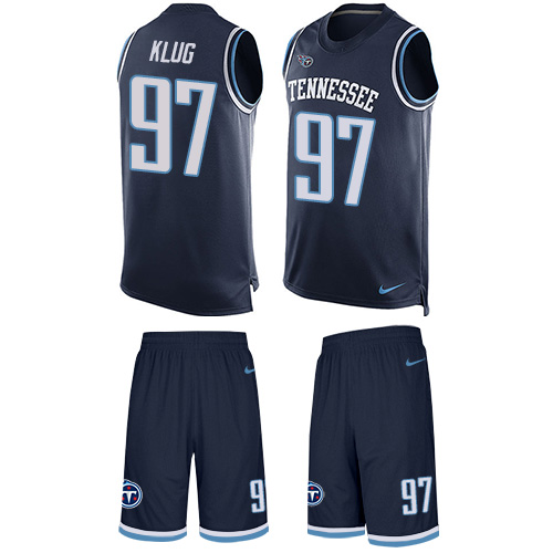 Men's Limited Karl Klug Nike Jersey Navy Blue - #97 Tank Top Suit NFL Tennessee Titans
