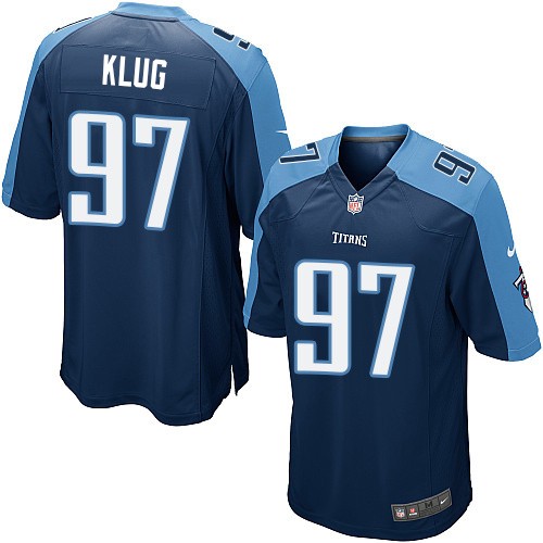 Youth Elite Karl Klug Nike Jersey Navy Blue Alternate - #97 NFL Tennessee Titans