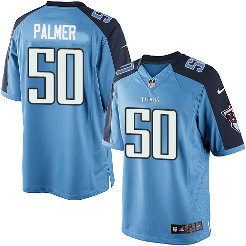Youth Elite Nate Palmer Nike Jersey Light Blue Home - #50 NFL Tennessee Titans