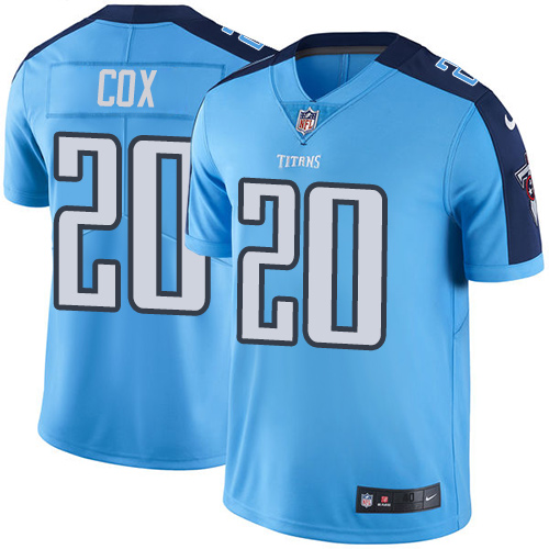 Men's Elite Perrish Cox Nike Jersey Light Blue - #20 Rush NFL Tennessee Titans
