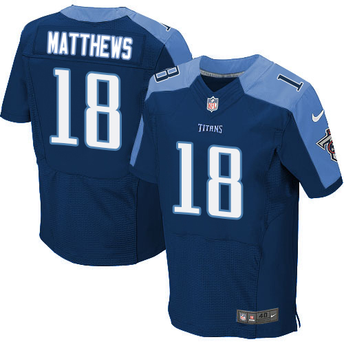 Men's Elite Rishard Matthews Nike Jersey Navy Blue Alternate - #18 NFL Tennessee Titans
