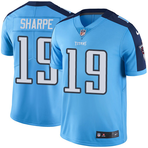 Men's Limited Tajae Sharpe Nike Jersey Light Blue - #19 Rush NFL Tennessee Titans