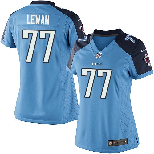 Women's Elite Taylor Lewan Nike Jersey Light Blue Home - #77 NFL Tennessee Titans