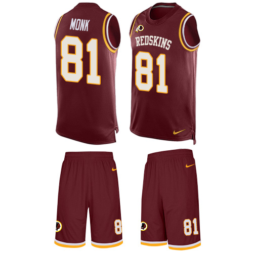 Men's Limited Art Monk Nike Jersey Burgundy Red - #81 Tank Top Suit NFL Washington Redskins