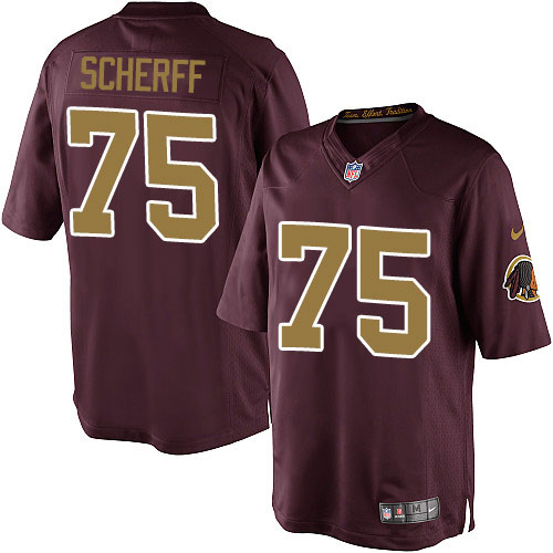 Youth Elite Brandon Scherff Nike Jersey Burgundy Red Alternate - #75 80th Anniversary NFL Washington Redskins