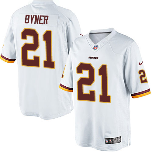 Men's Limited Earnest Byner Nike Jersey White Road - #21 NFL Washington Redskins